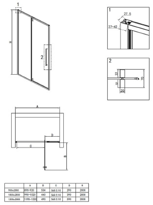 Душевая дверь RGW Stilvoll SV-03B 100 06320310-14 профиль Черный стекло прозрачное