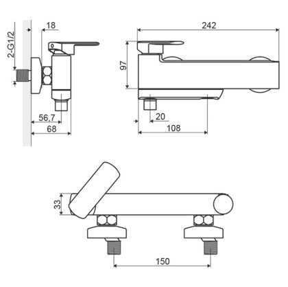 Смеситель для ванны EXCELLENT Pride AREX.4005CR (хром)