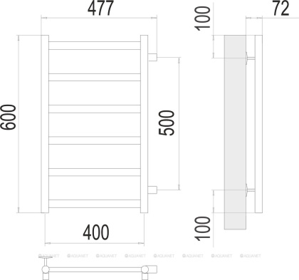 Полотенцесушитель Terminus Аврора П6 400х600 бп500 Полотенцесушитель Terminus Аврора П6 400х600 бп500
