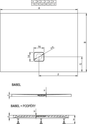 Акриловый душевой поддон Riho Basel 423 170x75 белый + сифон DC330050000000S