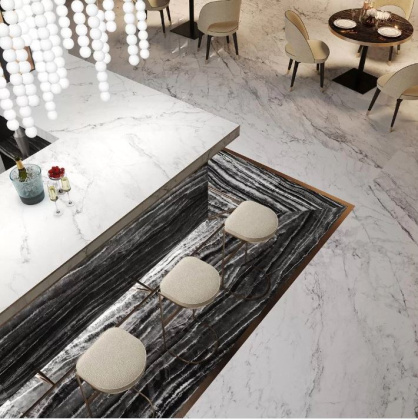 Керамогранит Гемма SG071800R6 черно-белый обрезной 119,5х320х6 (1шт-3,824м2), м2