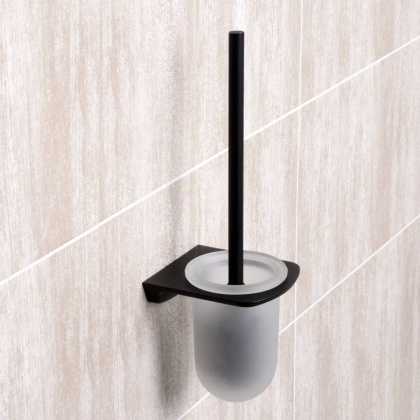 Щетка для унитаза подвесная Elbe, 11х35,1х12,5 см, черно-белая, K-7227