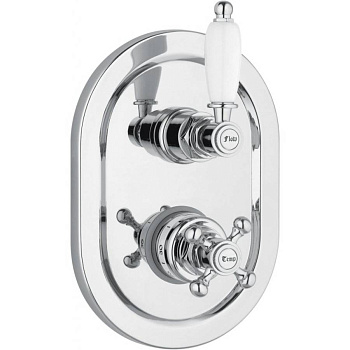 VENEZIA-VDIM2-T-02-Bi Встраиваемый термостатический смеситель на 2 выхода,с девиатором Исполнение: Бронза, Ручки: Белая 