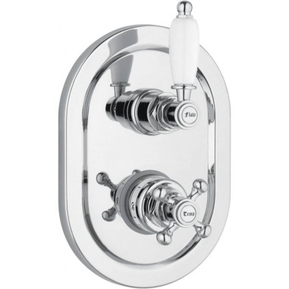 VENEZIA-VDIM2-T-02-Bi Встраиваемый термостатический смеситель на 2 выхода,с девиатором Исполнение: Бронза, Ручки: Белая 