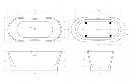 Акриловая ванна BELBAGNO BB406-1650-730