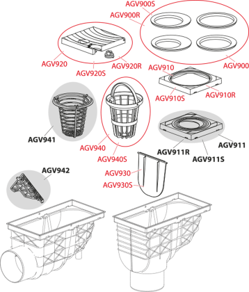 Ливнеотвод 300×155/110 мм, сток – прямой, серый