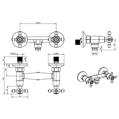 Смеситель для душа, Camelia золото