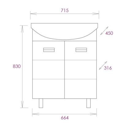 Тумба Onika Балтика 70 напольная, белая (ум. Балтика 70)