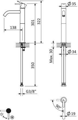 LEAF-LC2-L-01-W0 Смеситель для накладной раковины однорычажный, без донного клапана, исполнение Хром LEAF-LC2-L-01-W0 Смеситель для накладной раковины однорычажный, без донного клапана, исполнение Хром