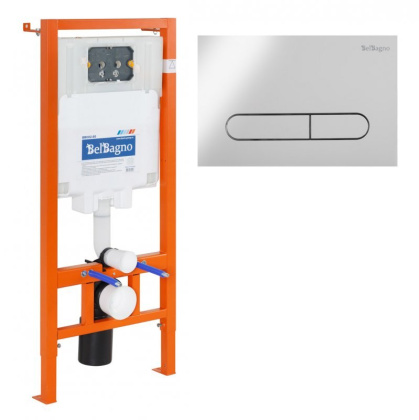Комплект 2 в 1 Система инсталляции для унитазов BelBagno BB002-80  с кнопкой смыва BB014-SR-BIANCO