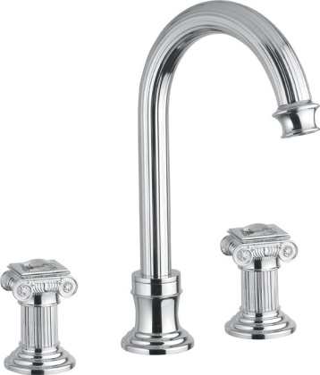 OLIMP-BLS2-A-03/24-O Смеситель на раковину на три отверстия, высокий, с донным клапаном, золото