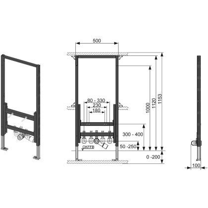 Модуль биде TECEprofil для застенного монтажа, монтажная высота 1120 мм (9330000)