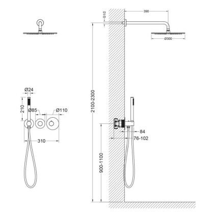 Душевая система Timo Saona SX-2359/17SM скрытого монтажа, термостат, золото матовое Душевая система Timo Saona SX-2359/17SM скрытого монтажа, термостат, золото матовое