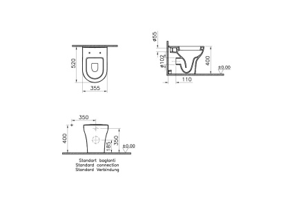 Чаша приставного унитаза Vitra Zentrum 5788B003-0075