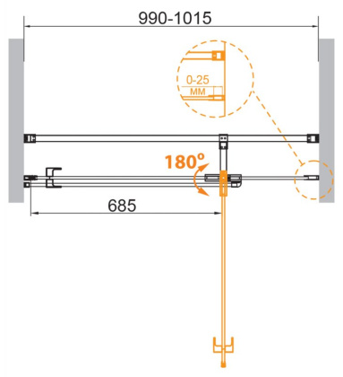 VALVOLA-B-1-90-C-Cr Душевая дверь