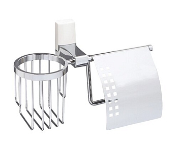 Держатель туалетной бумаги и освежителя Leine, 26,5х18,5х12 см, хром и белый, K-5059WHITE