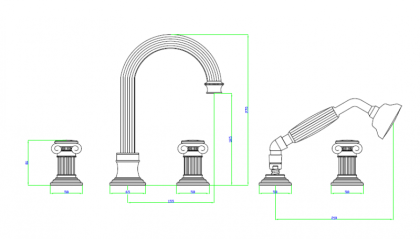 OLIMP-BVD-02-M Смеситель на борт ванны с выдвижным душем и переключателем, бронза