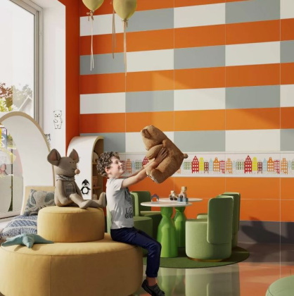 Плитка настенная 7104Т Городские цветы оранжевый 20*50 (12шт\1.2м2), м2