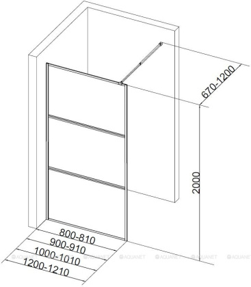 Душевая перегородка Aquanet 80x200 SW-800GRT профиль графит, прозрачное стекло
