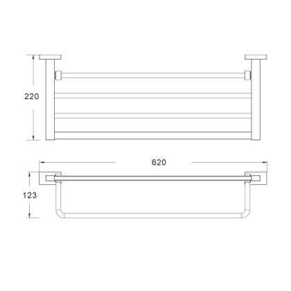 Полотенцедержатель с полкой, SG5608T Shevanik, Оружейная сталь