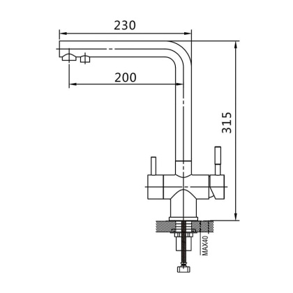 Смеситель для кухни со встроенным фильтром (краном) под питьевую воду Shevanik S468 S468B