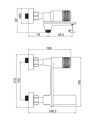 Orange PUSH M01-100cr Смеситель для ванны/душа с кнопочным управлением Orange PUSH M01-100cr Смеситель для ванны/душа с кнопочным управлением