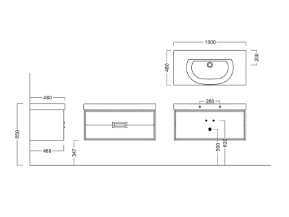 Тумба CANALETTO подвесная с ящиками 100, белая матовая CN.100\M