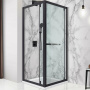 Душевой уголок с поворотной дверью Stile VSS-2ST9090CLB-R, 900*900, черный, стекло прозрачное, правый