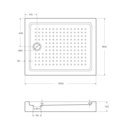 Акриловый поддон CEZARES TRAY-A-AH-120/100-15-W