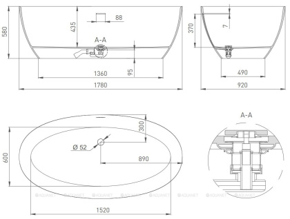 Ванна из искусственного камня ALDA Nuova 170,101912G