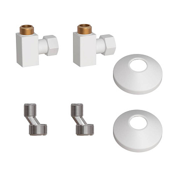 Комплект подключения для полотенцесушителя Point PN00012W 3/4"х1/2" г/ш (квадрат), белый Комплект подключения для полотенцесушителя Point PN00012W 3/4"х1/2" г/ш (квадрат), белый