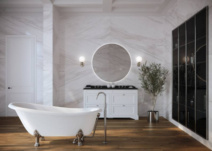 Ванна из литьевого мрамора 170х80 см Creto Corsica 24-1112 с хромированными ножками