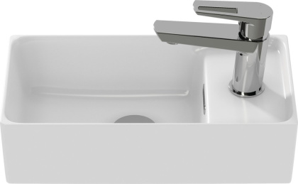 Прямоугольная тонкостенная мебельная раковина CREA с отверстием под смеситель, размером 40 см. Прямоугольная тонкостенная мебельная раковина CREA с отверстием под смеситель, размером 40 см.