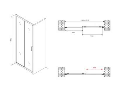 Душевая дверь ABBER Schwarzer Diamant AG30150B