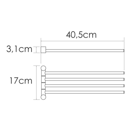 K-1034NICKEL Держатель полотенец четверной
