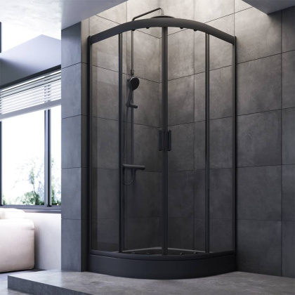 W90G-401-090BT Душевое ограждение Gem 1/4 Rond 90x90 стекло прозрачное, профиль Черный матовый, без
