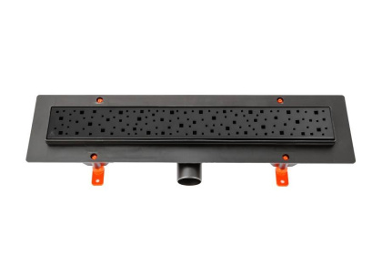 Душевой лоток 45 см Creto Quadro CRE-450 QB с решеткой, черный