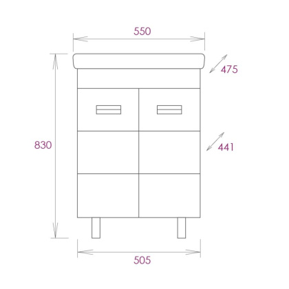 Тумба Onika Балтика-Квадро 55 напольная, белая (ум.Тигода 55)