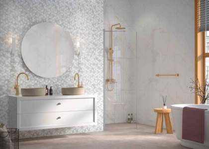 Вставка Statuario Vetro White W\DEC M 25x75 NR Glossy 1 Вставка Statuario Vetro White W\DEC M 25x75 NR Glossy 1