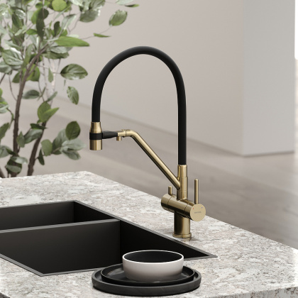 Смеситель для кухни SANCOS Dora с возможностью подключения фильтра для воды, цвет брашированное золото, арт. SC4003BG Смеситель для кухни SANCOS Dora с возможностью подключения фильтра для воды, цвет брашированное золото, арт. SC4003BG
