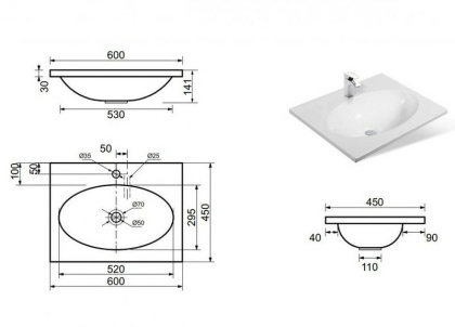 Раковина "Вегас 60" 600х450 Раковина "Вегас 60" 600х450