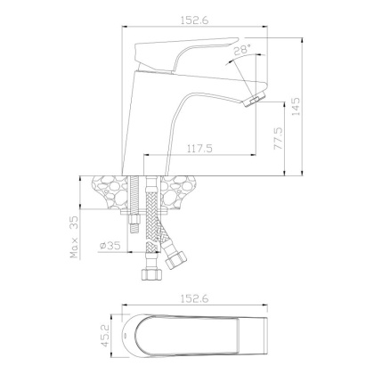 Смеситель д/раковины PORTO,  арт 11100PR