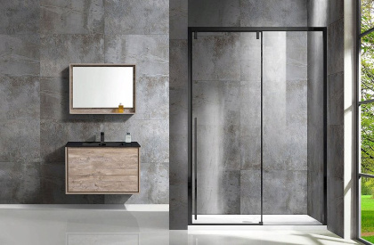 Душевая дверь Lugano VDS-1L130CLB-1, 1300, черный, стекло прозрачное