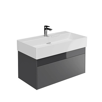 Тумба LOGICA подвесная 2 ящика 90 см, стальной серый