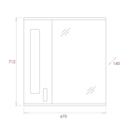 Шкаф-зеркало Onika Кристалл 67 белый, левый, с подсветкой