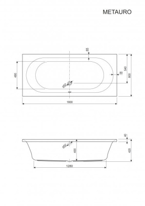 Акриловая ванна CEZARES METAURO-180-80-41-W37