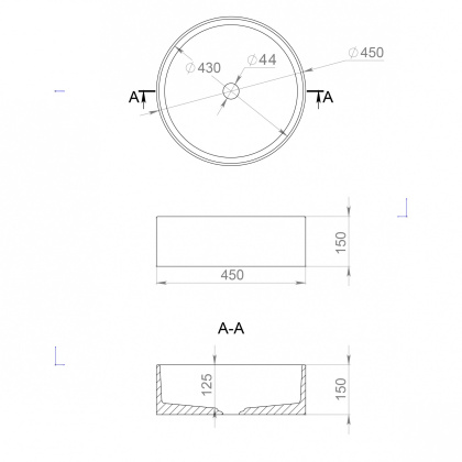 Раковина Salini S-Stone Armonia 45 см 130112SMRF, матовая