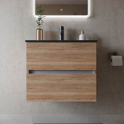 Тумба подвесная SANCOS Urban 590х450х550, c двумя ящиками оснащенными доводчиками, дуб галифакс натуральный , арт. UR60EG