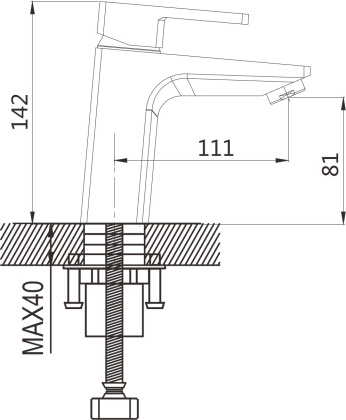Смеситель для раковины латунь, черный S8201H