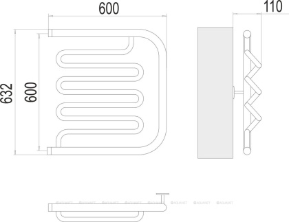 Полотенцесушитель Terminus Фокстрот-Лиана (1")  600х600 Полотенцесушитель Terminus Фокстрот-Лиана (1")  600х600
